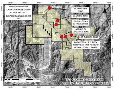 Terreno Resources Discovers Over One Percent Copper Mineralization at the Las Cucharas Gold and Silver Project in Mexico Along With Gold up to 1.97 g/t and Silver up to 246.0 g/t
